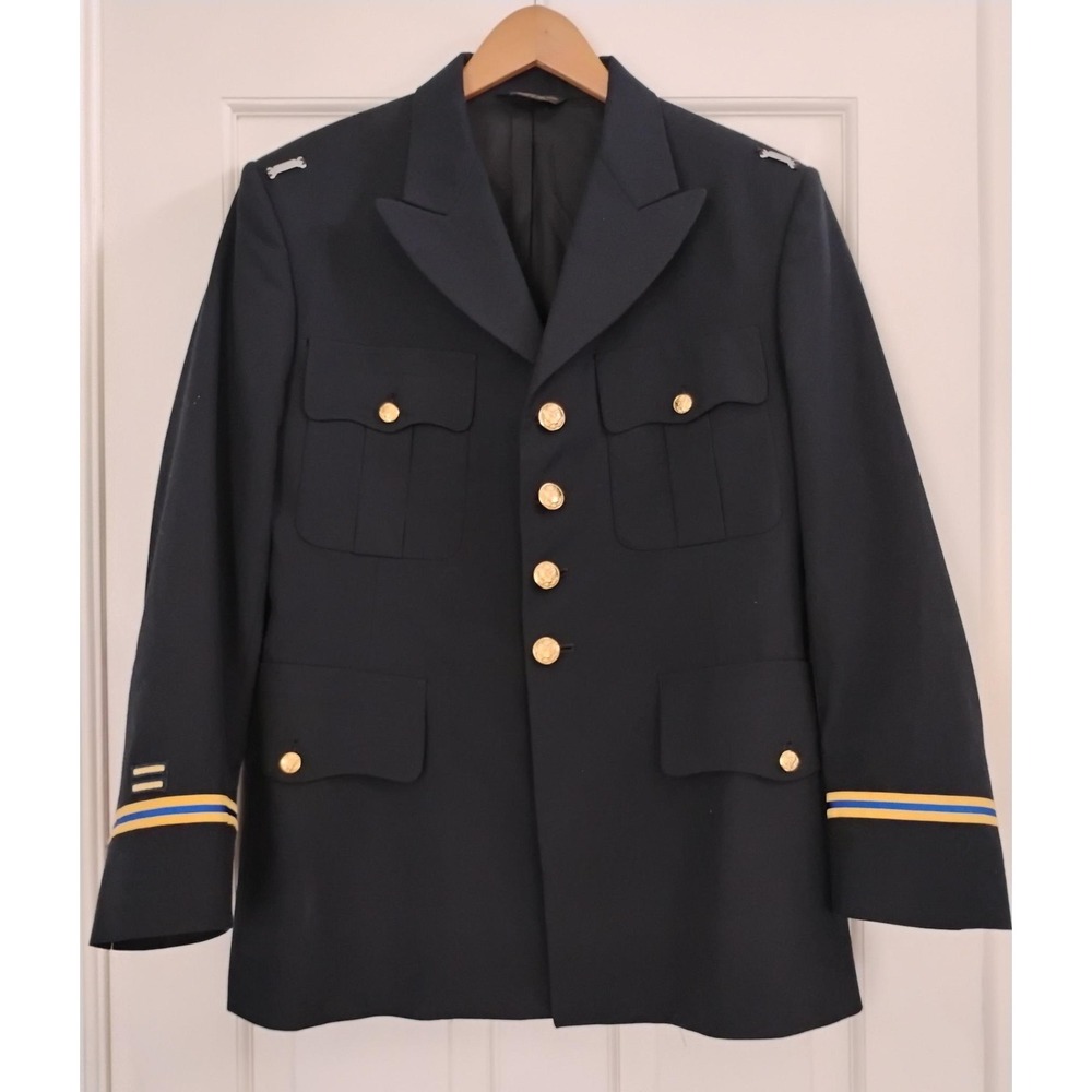 US Army Officer ASU Dress Blue Jacket Mens 42S Navy Blue Military Uniform Coat